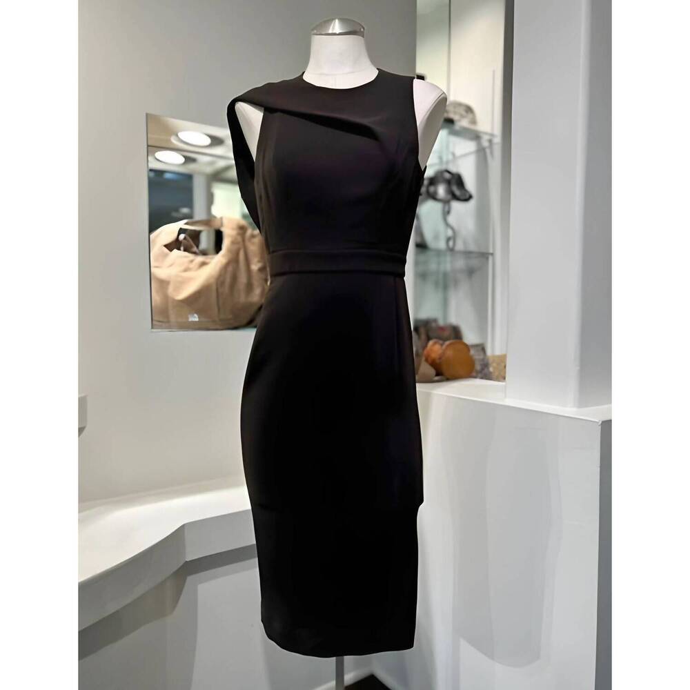 NEW BYRON LARS twist shoulder dress in espresso